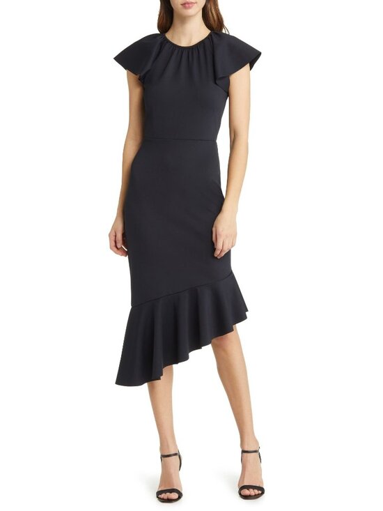 Rachel Parcell Dresses & Skirts - 🆕 RACHEL PARCELL Ruffle Hem Scuba Asymmetric Dress Black X-Small